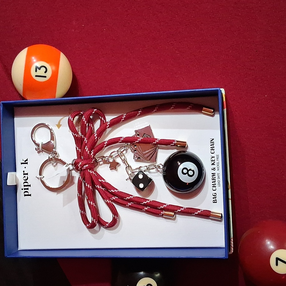 Piper K Lucky Charm Keychain with Silver and Red Accents. NWTNOB. Stunning